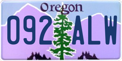 OR license plate 092ALW