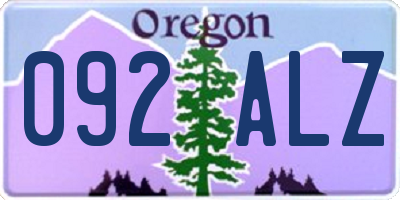OR license plate 092ALZ