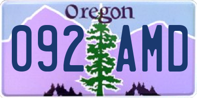 OR license plate 092AMD