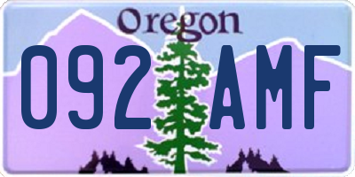 OR license plate 092AMF
