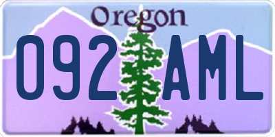 OR license plate 092AML