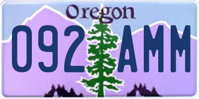 OR license plate 092AMM