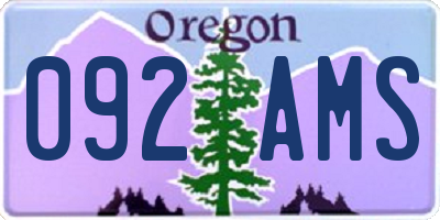 OR license plate 092AMS