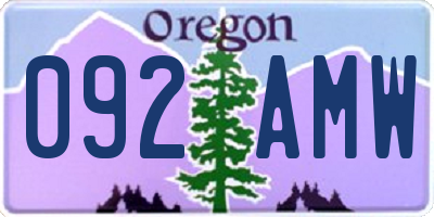 OR license plate 092AMW