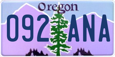 OR license plate 092ANA