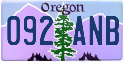 OR license plate 092ANB