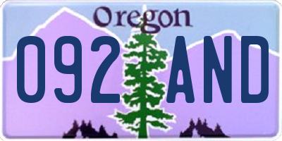 OR license plate 092AND