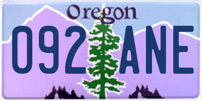 OR license plate 092ANE