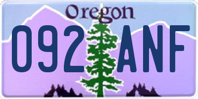 OR license plate 092ANF
