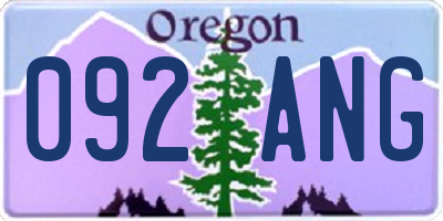 OR license plate 092ANG