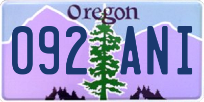 OR license plate 092ANI