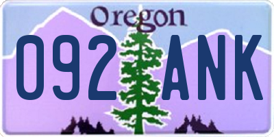 OR license plate 092ANK