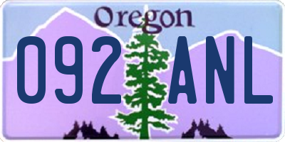 OR license plate 092ANL