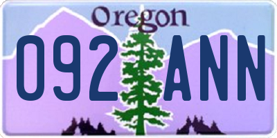 OR license plate 092ANN