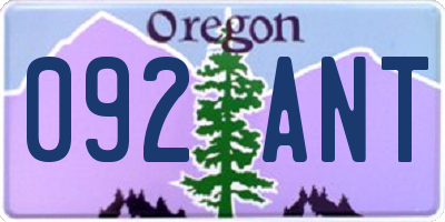 OR license plate 092ANT
