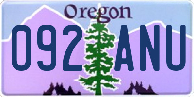 OR license plate 092ANU