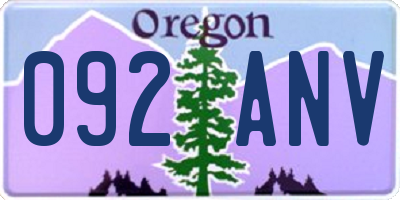 OR license plate 092ANV