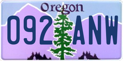 OR license plate 092ANW