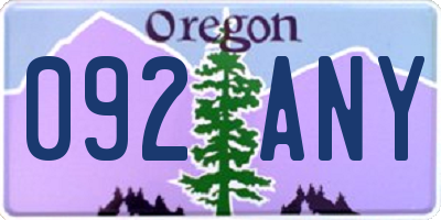 OR license plate 092ANY