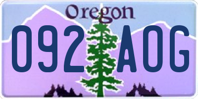 OR license plate 092AOG