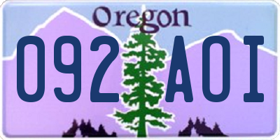 OR license plate 092AOI