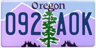 OR license plate 092AOK