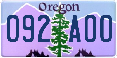 OR license plate 092AOO