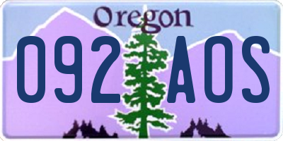 OR license plate 092AOS