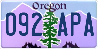 OR license plate 092APA