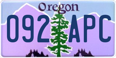 OR license plate 092APC