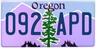 OR license plate 092APD