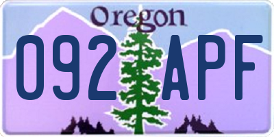 OR license plate 092APF