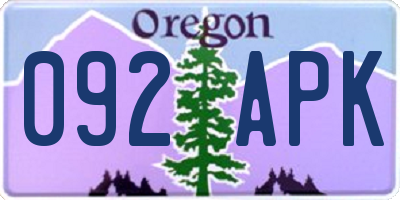 OR license plate 092APK