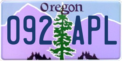OR license plate 092APL