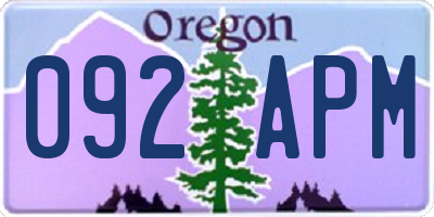 OR license plate 092APM