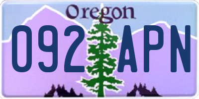 OR license plate 092APN