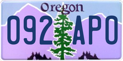 OR license plate 092APO