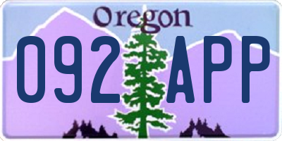 OR license plate 092APP