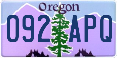 OR license plate 092APQ