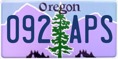 OR license plate 092APS