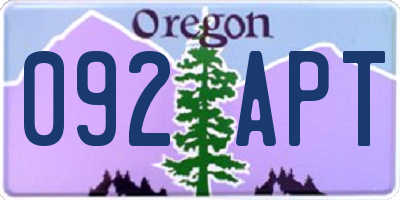 OR license plate 092APT