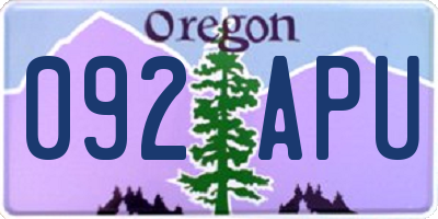 OR license plate 092APU