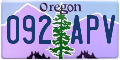 OR license plate 092APV