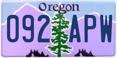 OR license plate 092APW