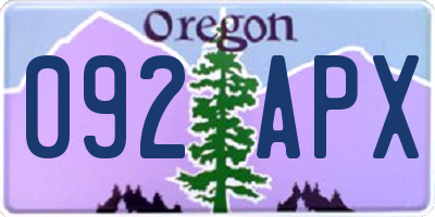 OR license plate 092APX