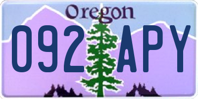 OR license plate 092APY