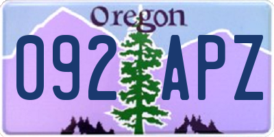 OR license plate 092APZ