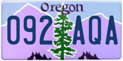 OR license plate 092AQA