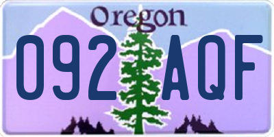 OR license plate 092AQF