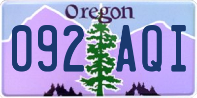 OR license plate 092AQI